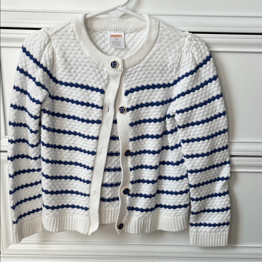 Gymboree White and Blue Striped Sweater
